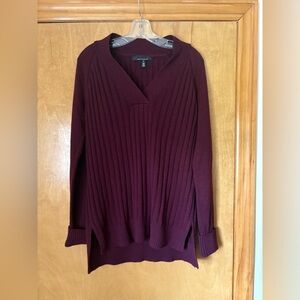 White House Black Market Maroon V-Neck Sweater